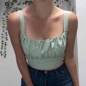 Sage Green Crop Tank Top